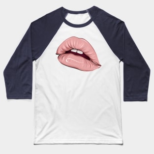 Parted sexy lips with nude lip color gloss and teeth Baseball T-Shirt